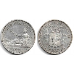 Gobierno Provisional. 1870*(18-73). 2 Pesetas (MBC/MBC+) (Plata) Ceca de Madrid DE-M