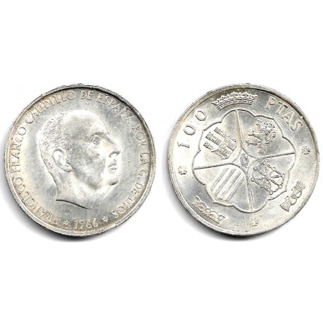 Estado Español. 1966*(19-67). 100 Pesetas (EBC-) (Plata)