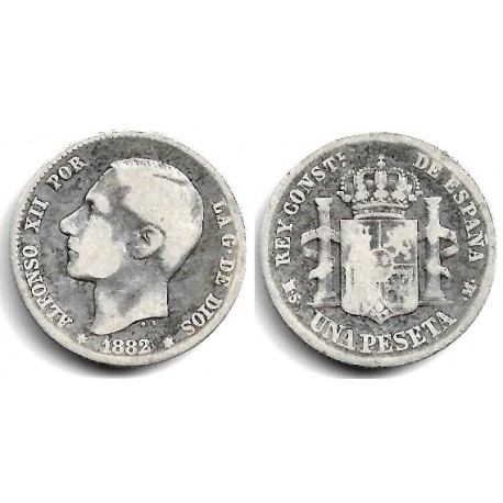 Alfonso XII. 1882*(-----). 1 Peseta (BC/BC-) (Plata) Ceca de Madrid MS-M