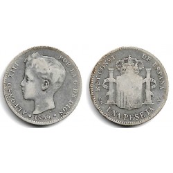 Alfonso XIII. 1899*(18-99). 1 Peseta (BC) (Plata) Ceca de Madrid SG-V