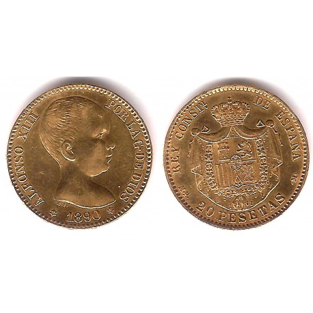 Alfonso XIII. 1890*(18-90). 20 Pesetas (Oro) (EBC) Ceca de Madrid MP-M