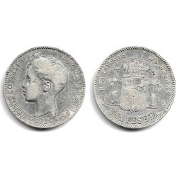 Alfonso XIII. 1901*(19-01). 1 Peseta (BC+/MBC-) (Plata) Ceca de Madrid SM-V