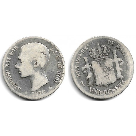 Alfonso XII. 1876*(-----). 1 Peseta (RC) (Plata) Ceca de Madrid DE-M