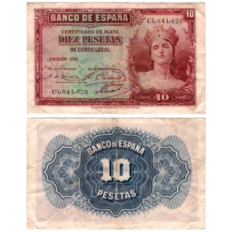 España. 1935. 10 Pesetas (MBC-) Serie C