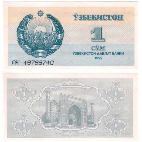 (61) Uzbekistán. 1992. 1 Som (SC)