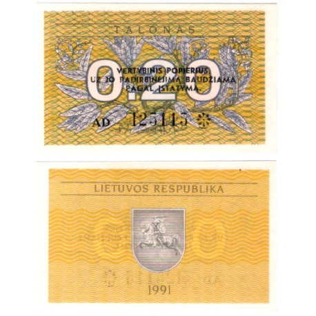 (30) Lituania. 1991. 0,20 Talonas (SC)