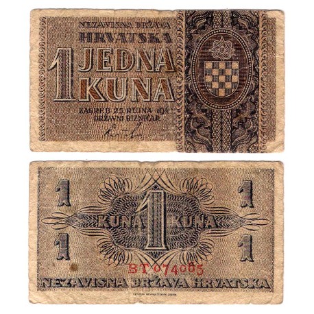 (7b) Croacia. 1942. 1 Kuna (BC+/MBC-)