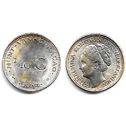 (43) Curasao. 1944D. 1/10 Gulden (EBC+) (Plata)