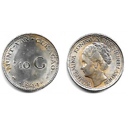 (43) Curasao. 1944D. 1/10 Gulden (EBC+) (Plata)