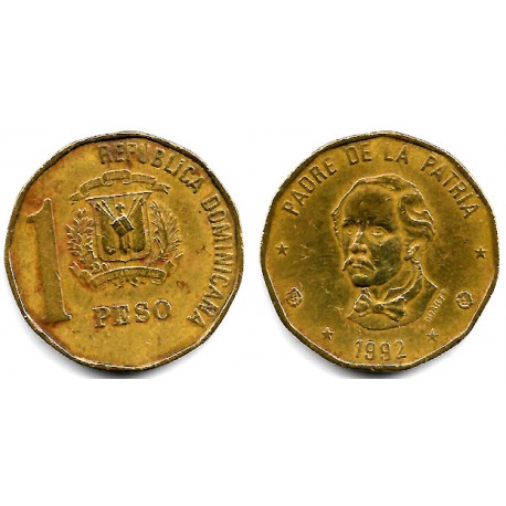 (80.1) República Dominicana. 1992. 1 Peso (BC)