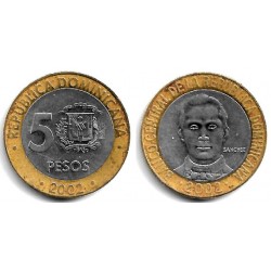 (89) República Dominicana. 2002. 5 Pesos (MBC-)