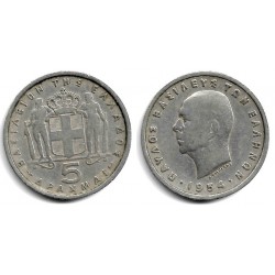 (83) Grecia. 1954. 5 Drachma (BC/BC+)