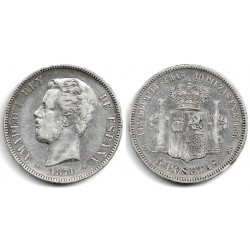 Amadeo I. 1871*(18-74). 5 Pesetas (BC/BC+) (Plata) Ceca de Madrid DE-M