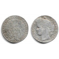 (834.1) Francia. 1895(A). 50 Centimes (MBC-) (Plata)