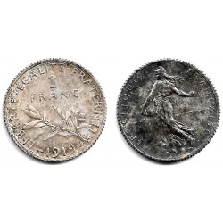 (844.1) Francia. 1919. 1 Franc (EBC) (Plata) Pátina