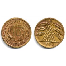 (40) Imperio Alemán (Weimar). 1925(D). 10 Pfennig (MBC-)