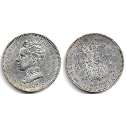 Alfonso XIII. 1905*(19-05). 2 Pesetas (MBC) (Plata) Ceca de Madrid SM-V