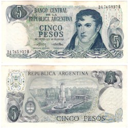 (294) Argentina. 1974-76. 5 Pesos (SC-) Leves Manchas