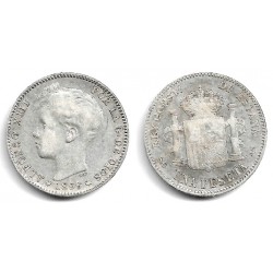 Alfonso XIII 1899*(18---). 1 Peseta (BC) (Plata) Ceca de Madrid SG-V