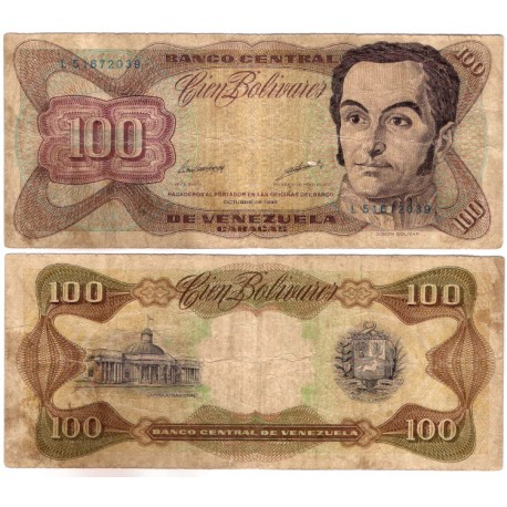 (66g) Venezuela. 1998. 100 Bolivares (BC) Leve rotura