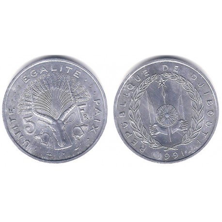 (22) Djibouti. 1991. 5 Francs (SC)