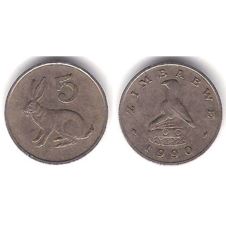 (2) Zimbabue. 1990. 5 Cents (MBC)