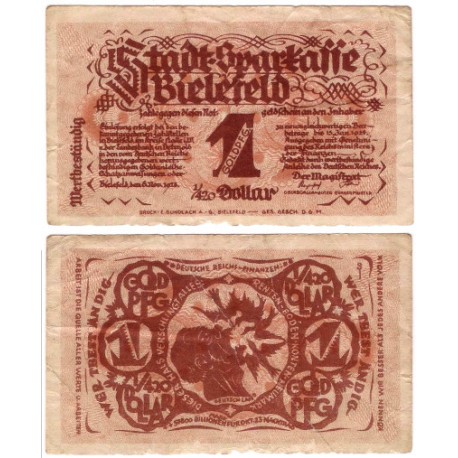 Bielefeld (Renania del Norte-Westfalia). 1923. 1 Goldpfennig (MBC)