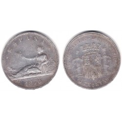 Gobierno Provisional. 1870*(---70). 5 Pesetas (BC+) (Plata) Ceca de Madrid SN-M