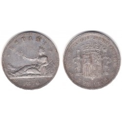 Gobierno Provisional. 1870*(---70). 5 Pesetas (MBC-) (Plata) Ceca de Madrid SN-M