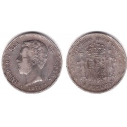 Amadeo I. 1871*(18-71). 5 Pesetas (BC) (Plata) Ceca de Madrid SD-M