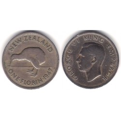 (10.2a) Nueva Zelanda. 1947. 1 Florin (MBC-)