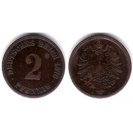 (2) Imperio Alemán. 1876(A). 2 Pfennig (BC+)