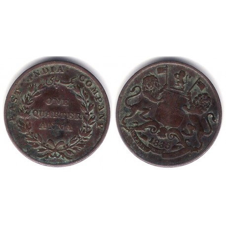 (446.2) India Británica. 1835. Quarter Anna (BC+) 26,2mm Calcutta