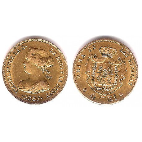 Isabel II. 1867. 4 Escudos (EBC+) (Oro) Ceca de Madrid