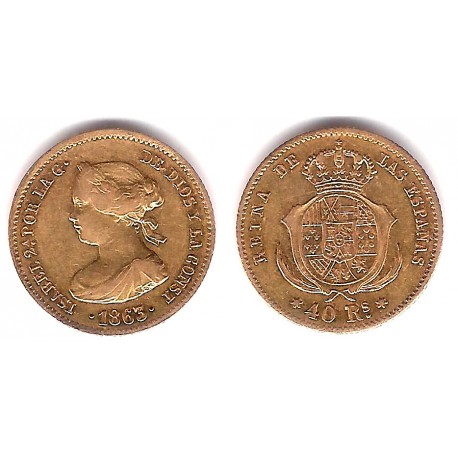 Isabel II. 1863. 40 Reales (MBC+) (Oro) Ceca de Madrid