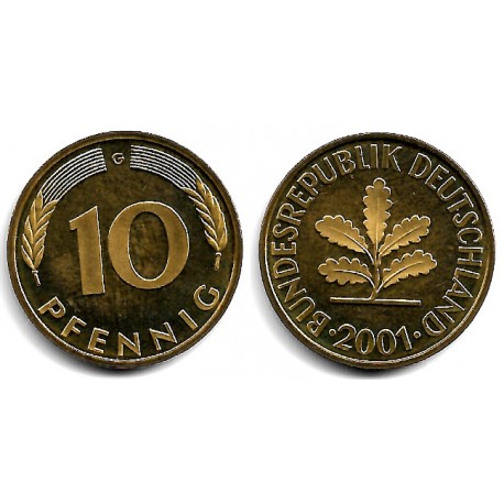 (108) Alemania. 2001(G). 10 Pfennig (Proof)