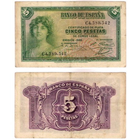 España. 1935. 5 Pesetas (BC+/BC) Serie C