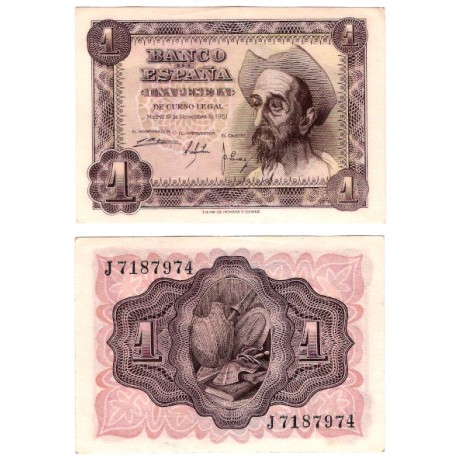 Estado Español. 1951. 1 Peseta (SC-) Serie J