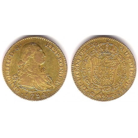 Carlos IV. 1794. 2 Escudos (MBC/MBC-) (Oro) Ceca de Madrid MF