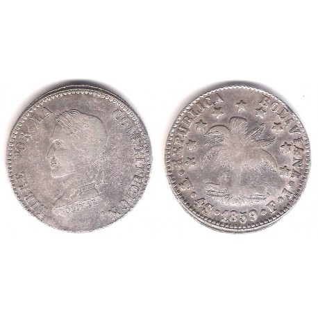 (123.2) Bolivia. 1859. 4 Soles (MBC-) (Plata)