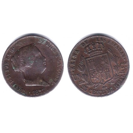 Isabel II. 1857. 25 Céntimos de Real (BC/BC+) Ceca de Segovia