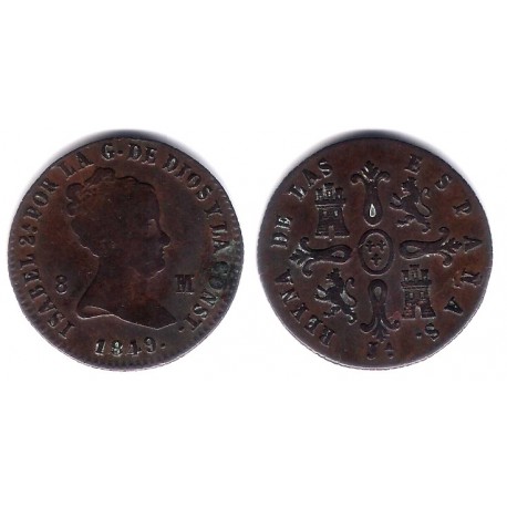 Isabel II. 1849. 8 Maravedi (BC+) Ceca de Jubia