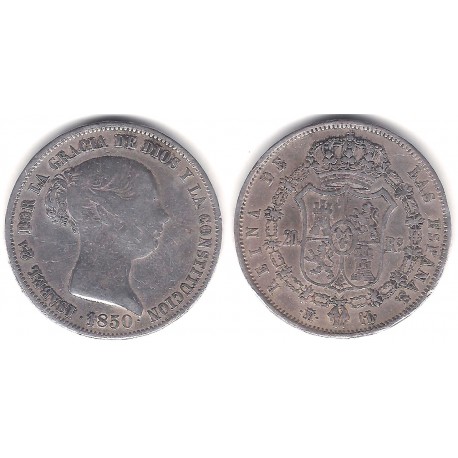 Isabel II. 1850. 20 Reales (BC+/BC) (Plata) Ceca de Madrid CL