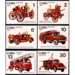 Cuba. 1977. Serie Completa (Nuevo) Camiones de Bomberos. Semana Nacional de Prevención de Incendios