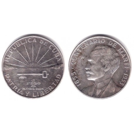 (29) Cuba. 1953. 1 Peso (BC+) (Plata)