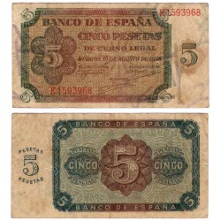 Estado Español. 1938. 5 Pesetas (BC/BC+) Serie K