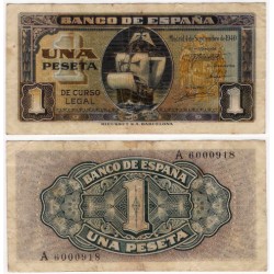 Estado Español. 1940. 1 Peseta (BC+) Serie A. Manchas