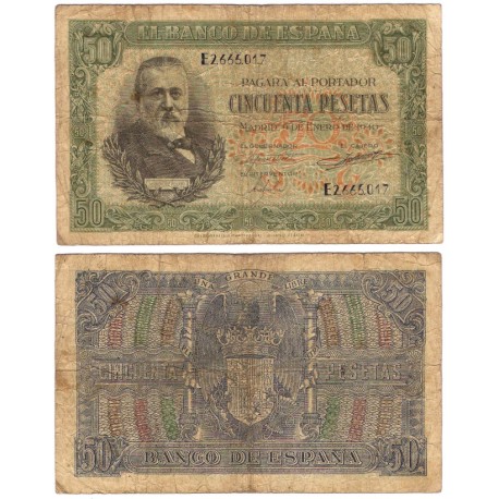 Estado Español. 1940. 50 Pesetas (BC) Serie E