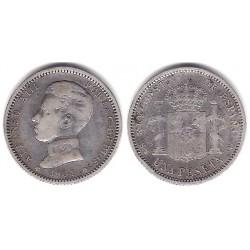 Alfonso XIII. 1904*(19-04). 1 Peseta (BC/BC+) (Plata) Ceca de Madrid SM-V