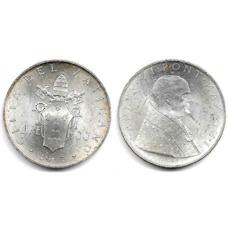 (83.1) Ciudad del Vaticano. 1963. 500 Lira (SC) (Plata)